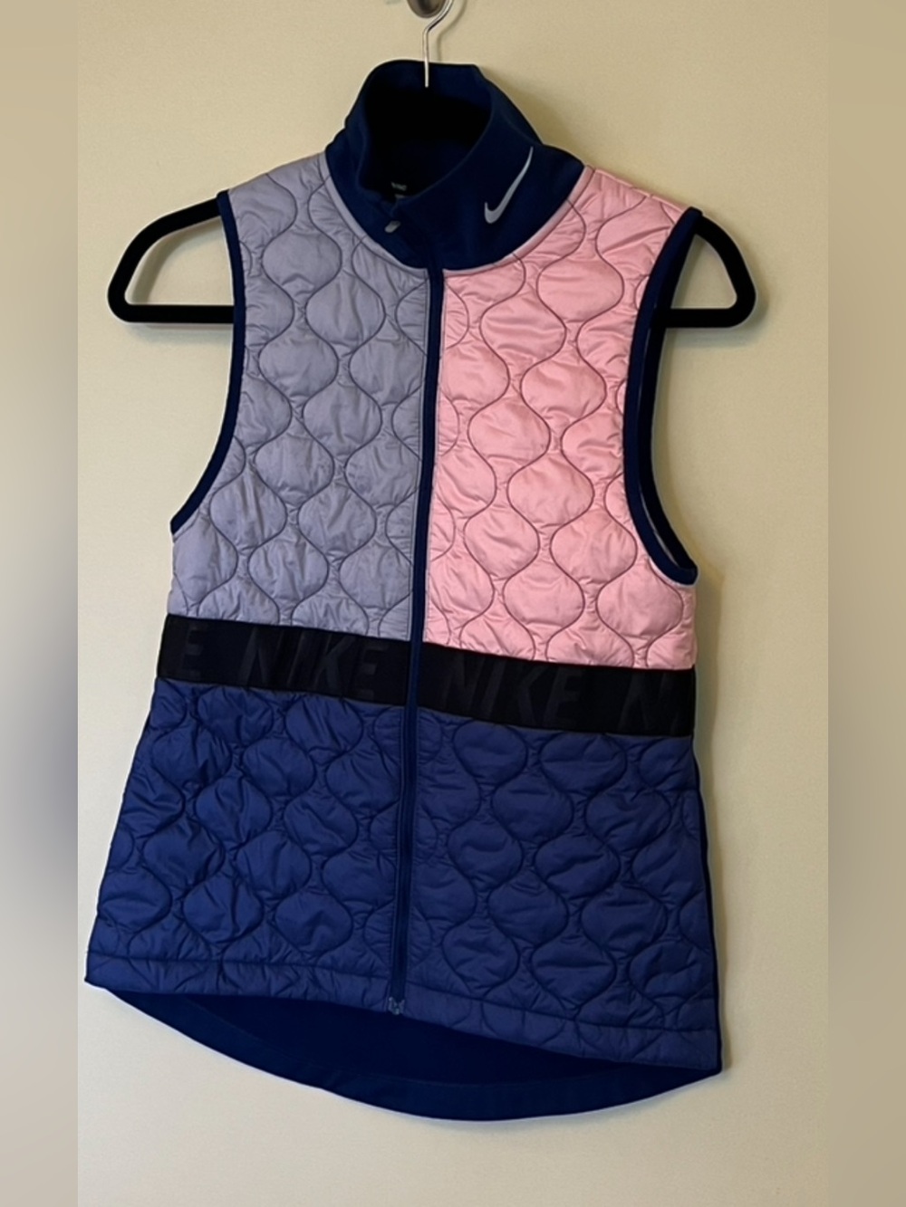 Nike Colorblock Quilted Vest in Pink, Lavender & Navy